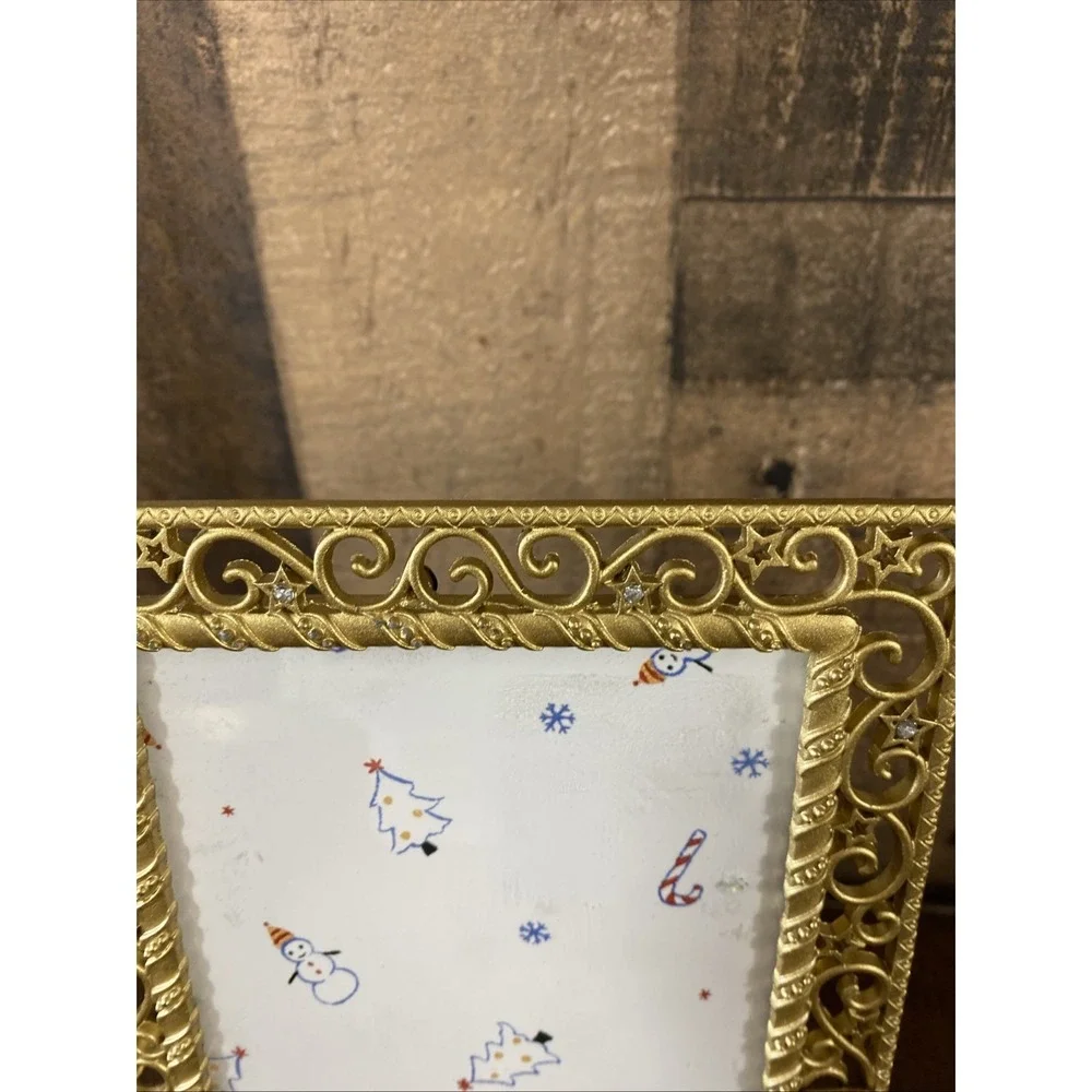 Vintage Christmas Nutcracker Photo Frame 4x6 Ornate Gold Scrollwork Table Decor‎